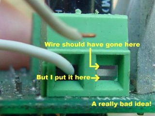 Wire in wrong hole
